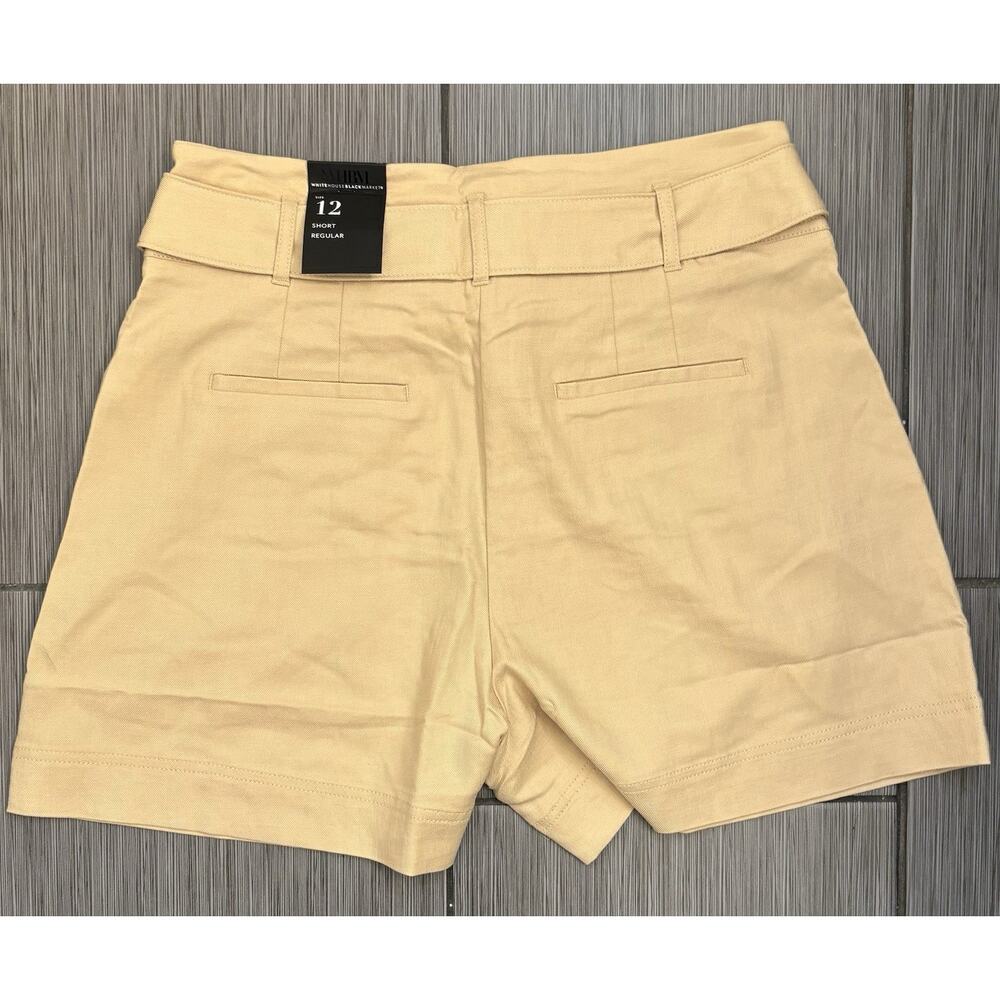 White House Black Market Extra High-Rise Belted Shorts Warm Sand Size 12